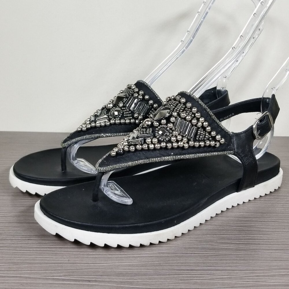 Tosca Blu Embellished Thong Sandal, Black, Womens Size 7.5 US / 38